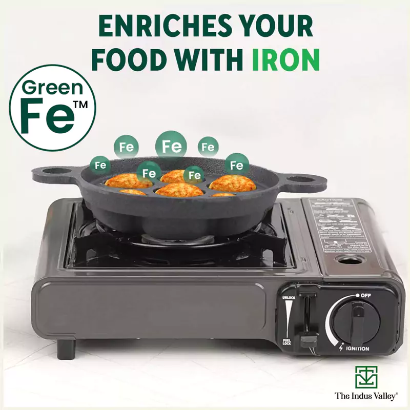 7 Pit, CASTrong Cast Iron Paniyaram/Appe Pan 18.9cm, Pre-seasoned, Natural Nonstick, 100% Pure, Toxin-free - Image 5