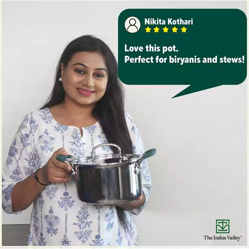 TurboCuk Tri-ply Stainless Steel Biryani Cooking Pot/Casserole 2.9L, Premium Quality, 3 Layer Thick Body, Cool Silicone Handles, 100% Toxin-free, Non-stick, Induction & Gas, Free ₹ 110 Spatula - Image 10