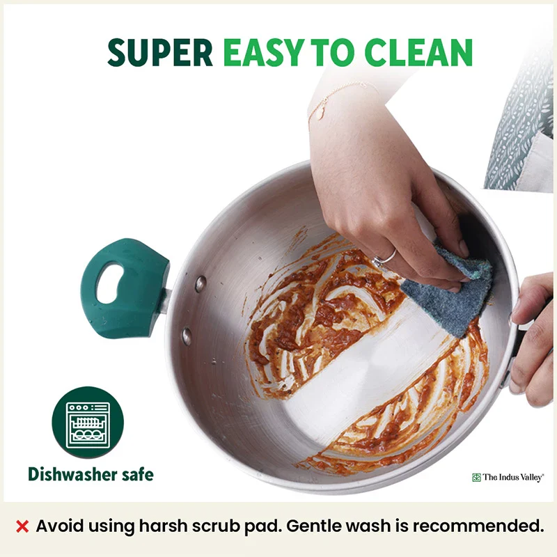 Tri-Steel Stainless Steel Kadai+ Lid 1.6/2.1/3.4/4.5 L, Premium Quality, Tri-ply (3 Layer) Bottom, Cool-touch Handles, 100% Toxin-free, Non-stick, Induction & Gas - Image 8