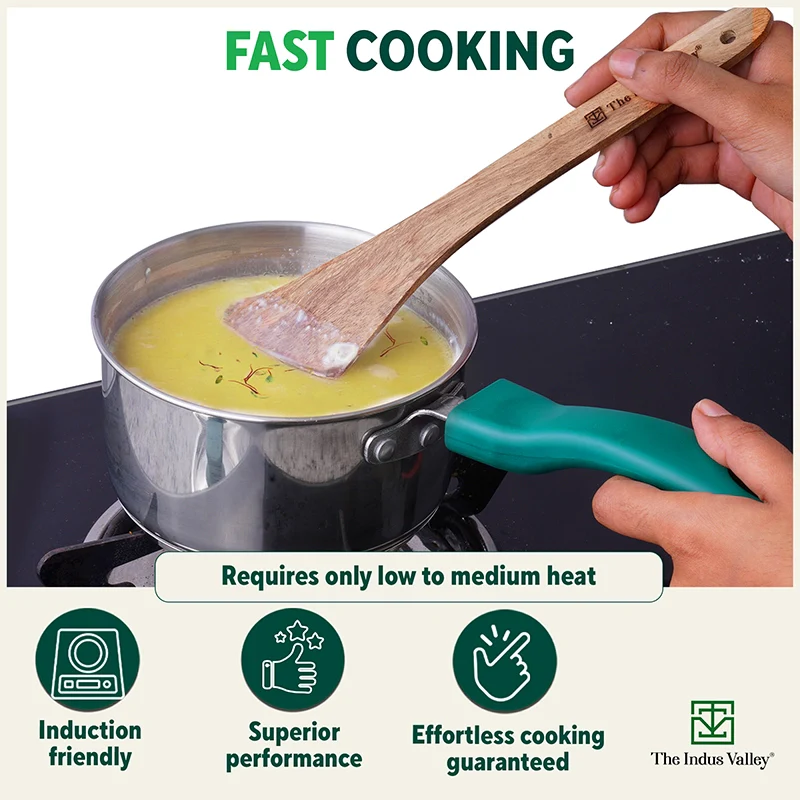 Tri-Steel Stainless  Steel Tea/Milk Pan+ Lid 1/1.4 L, Premium Quality, Tri-ply (3 Layer) Bottom, Soft-touch Handle, 100% Toxin-free, Non-stick, Induction & Gas - Image 6