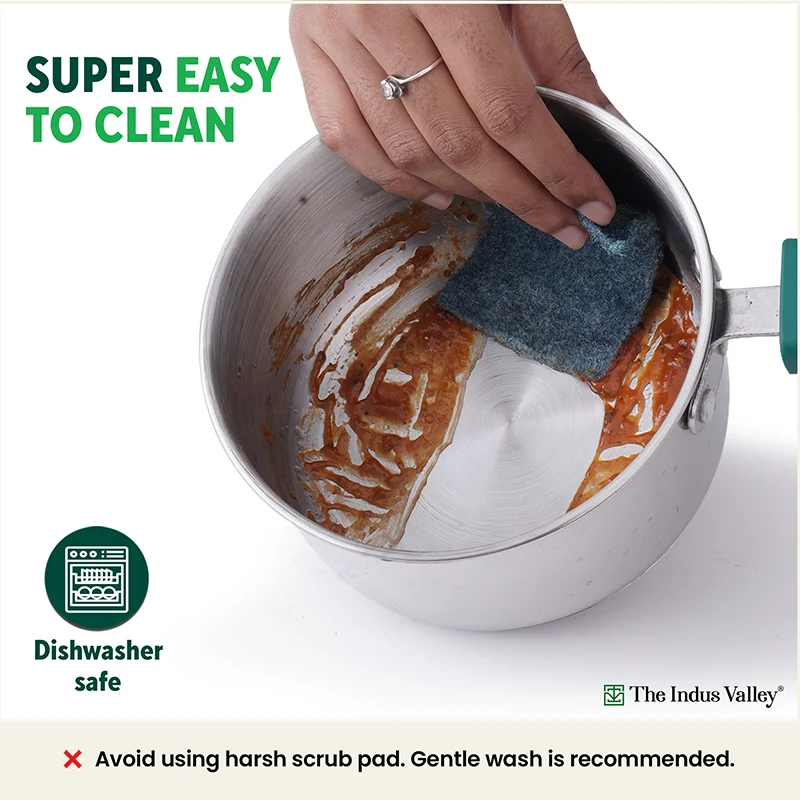 Tri-Steel Stainless  Steel Tea/Milk Pan+ Lid 1/1.4 L, Premium Quality, Tri-ply (3 Layer) Bottom, Soft-touch Handle, 100% Toxin-free, Non-stick, Induction & Gas - Image 8