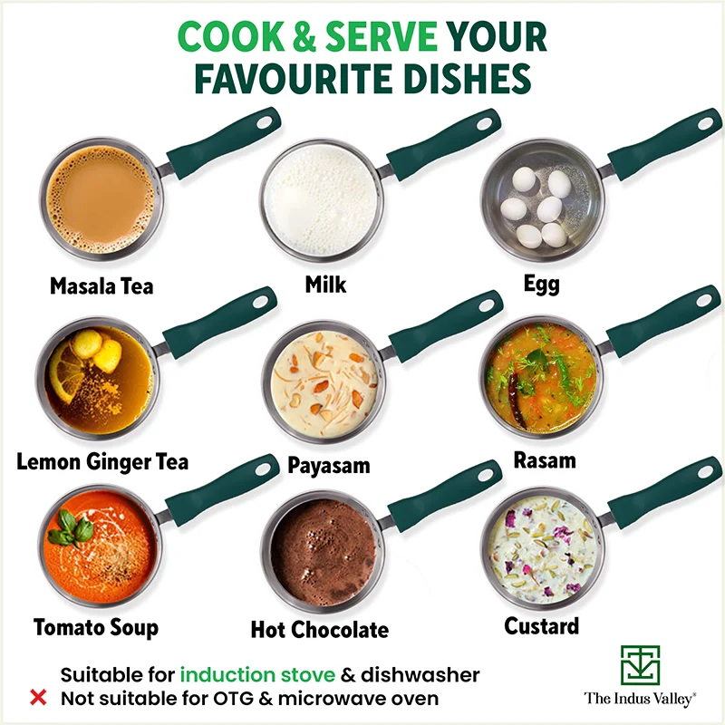Tri-Steel Stainless  Steel Tea/Milk Pan+ Lid 1/1.4 L, Premium Quality, Tri-ply (3 Layer) Bottom, Soft-touch Handle, 100% Toxin-free, Non-stick, Induction & Gas - Image 9