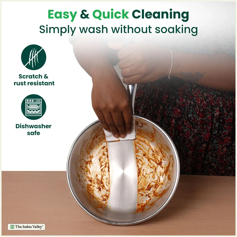 TurboCuk Tri-ply Stainless Steel Fry Pan 0.6/0.8/1.0/1.5/1.7/1.9 L, Premium 3 Layer Thick Body, Induction, Non-stick - Image 7