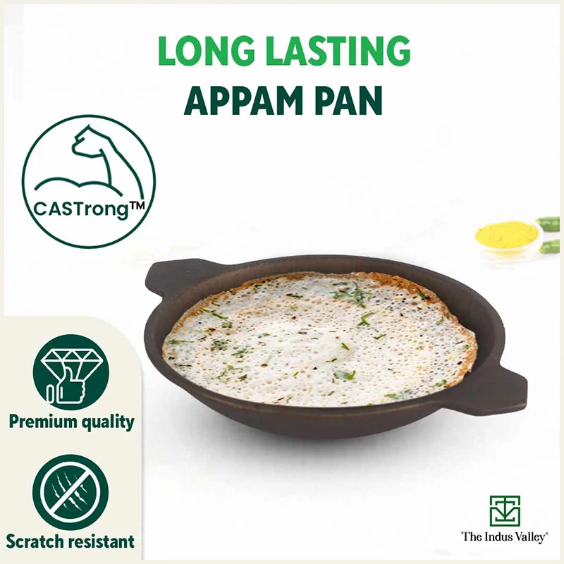 Super Smooth Cast Iron Appam Pan/Appachetty 22cm, Pre-seasoned, Naturally Nonstick, 100% Pure, Toxin-free - Image 5