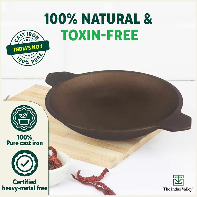 Super Smooth Cast Iron Appam Pan/Appachetty 22cm, Pre-seasoned, Naturally Nonstick, 100% Pure, Toxin-free - Image 6