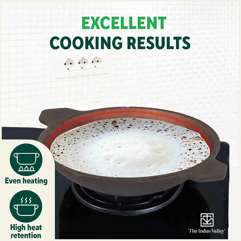 Super Smooth Cast Iron Appam Pan/Appachetty 22cm, Pre-seasoned, Naturally Nonstick, 100% Pure, Toxin-free - Image 7