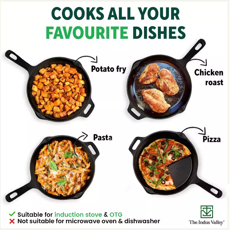 Super Smooth Cast Iron Fry Pan with Glass Lid 1.3/1.7L, 100% Pure, Toxin-free, Pre-seasoned, Induction, Naturally Nonstick - Image 11