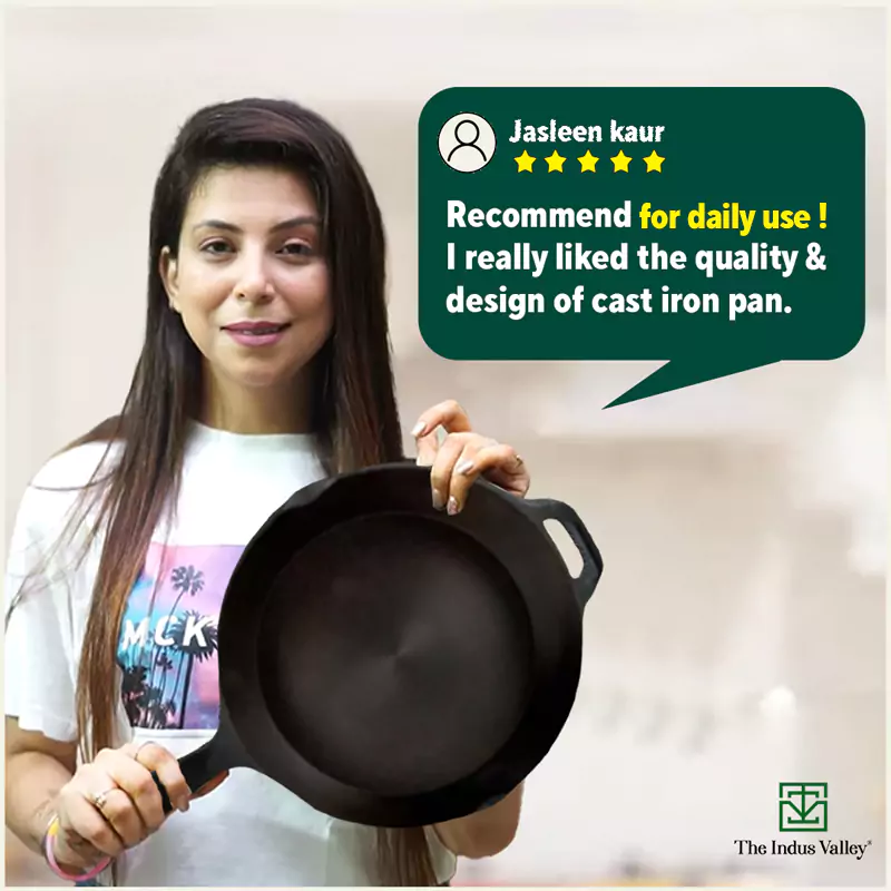 Super Smooth Cast Iron Fry Pan with Glass Lid 1.3/1.7L, 100% Pure, Toxin-free, Pre-seasoned, Induction, Naturally Nonstick - Image 12