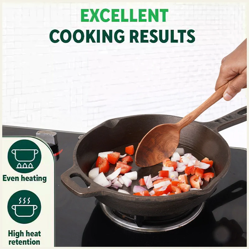 Super Smooth Cast Iron Fry Pan with Glass Lid 1.3/1.7L, 100% Pure, Toxin-free, Pre-seasoned, Induction, Naturally Nonstick - Image 7