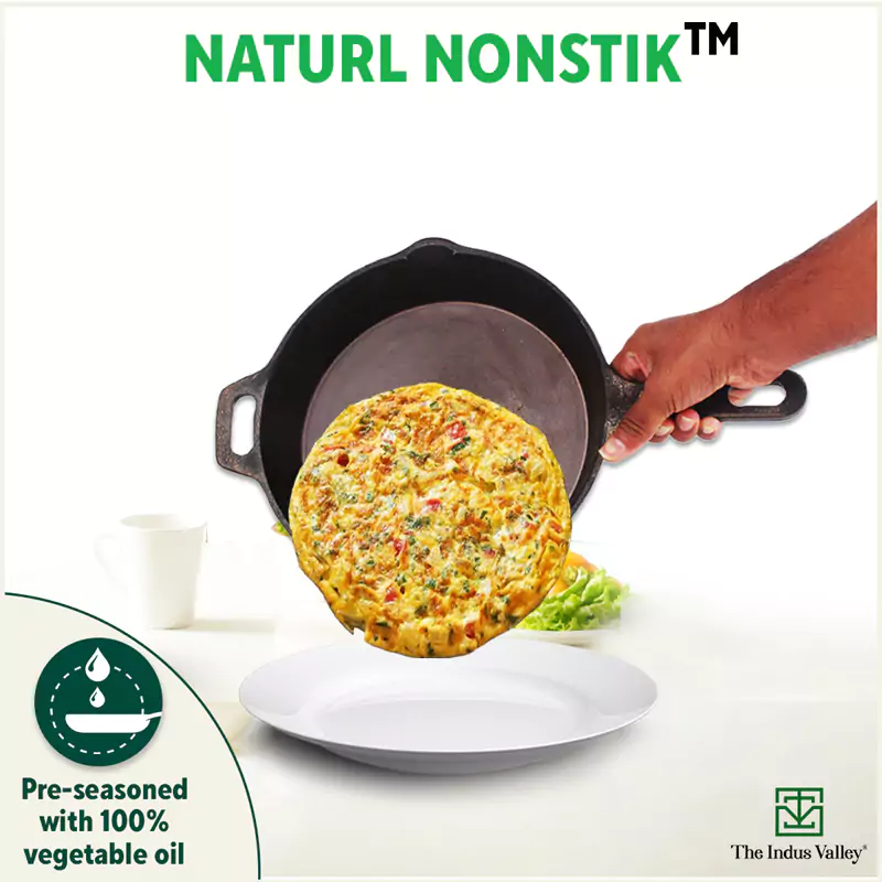 Super Smooth Cast Iron Fry Pan with Glass Lid 1.3/1.7L, 100% Pure, Toxin-free, Pre-seasoned, Induction, Naturally Nonstick - Image 8