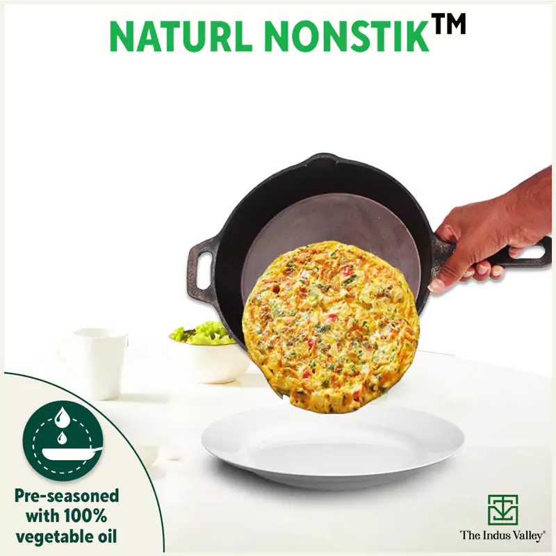 Super Smooth Cast Iron Frypan 1.7L+ Free 110 Spatula, Pre-seasoned, Naturally Nonstick, 100% Pure,Toxin-free 25.4cm - Image 7