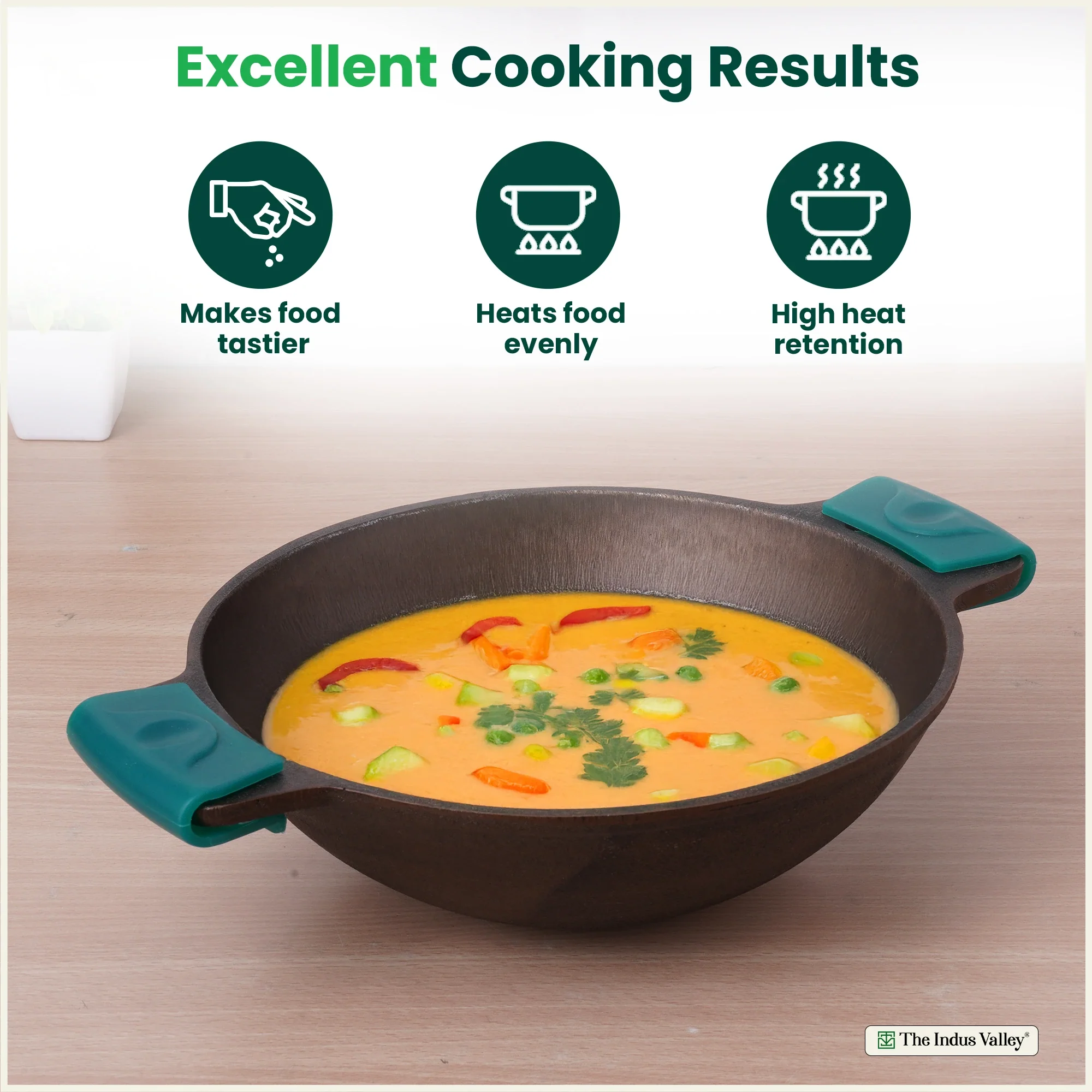 Super Smooth Cast Iron Kadai 2.5L 2.4Kg, Naturally Non-stick, Premium Quality, Toxin-free - Image 5