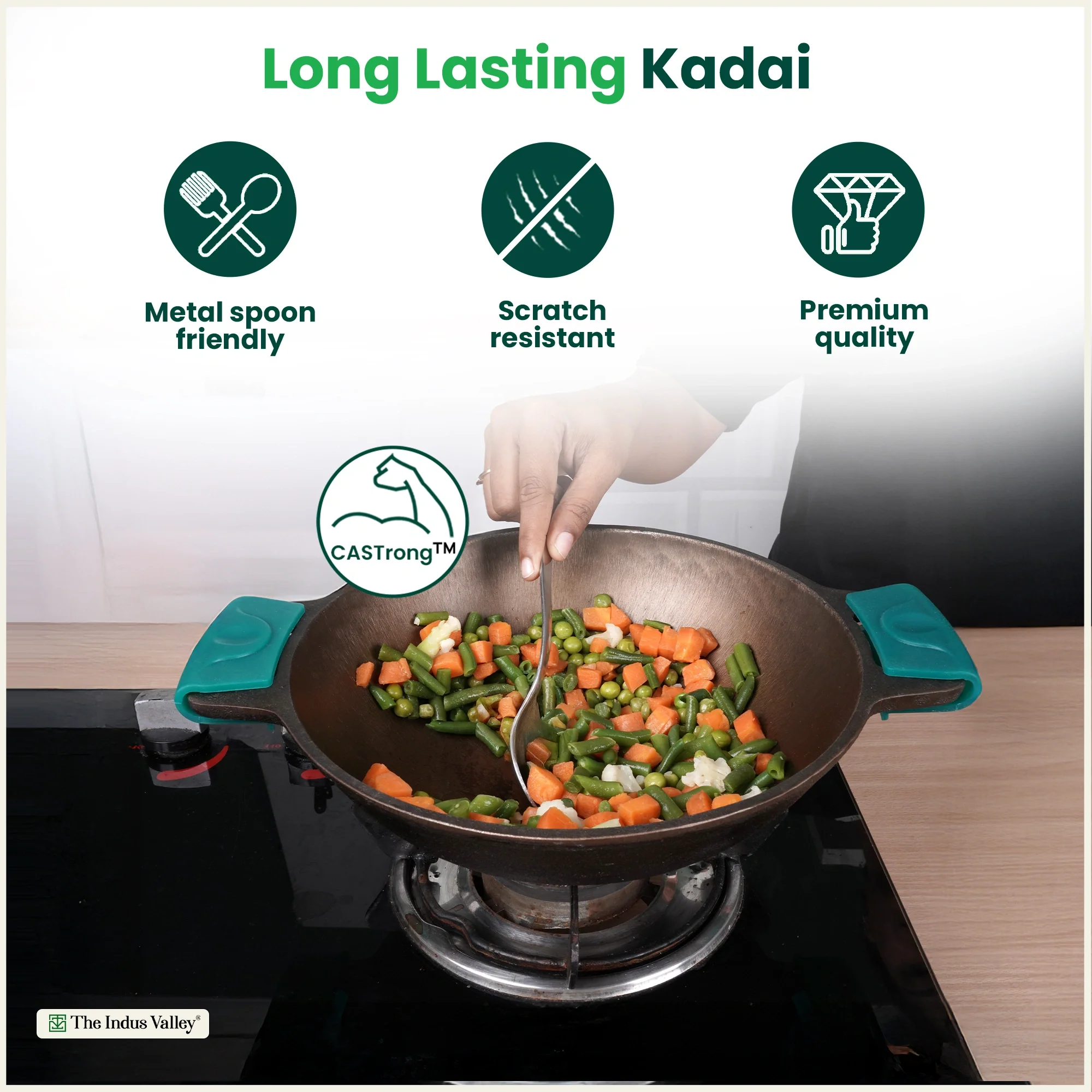 Super Smooth Cast Iron Kadai 2.5L 2.4Kg, Naturally Non-stick, Premium Quality, Toxin-free - Image 6