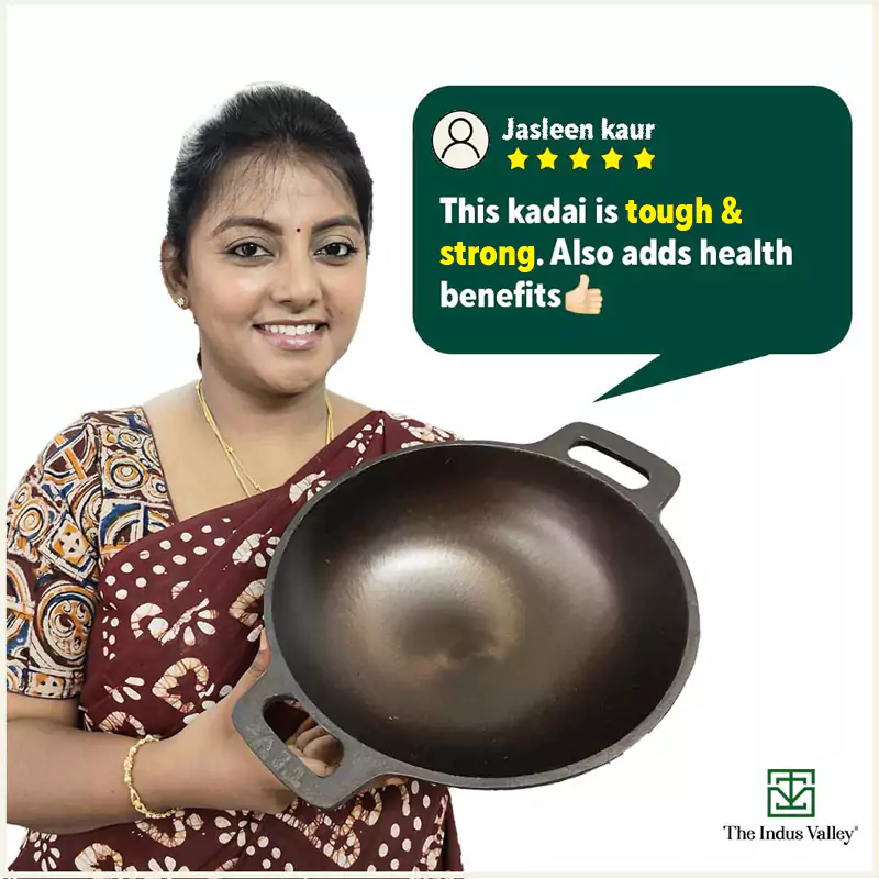 Super Smooth Cast Iron Kadai 2.5L + Free ₹400 TadkaPan,Pre-seasoned, Nonstick, 100% Pure, Toxin-free - Image 12