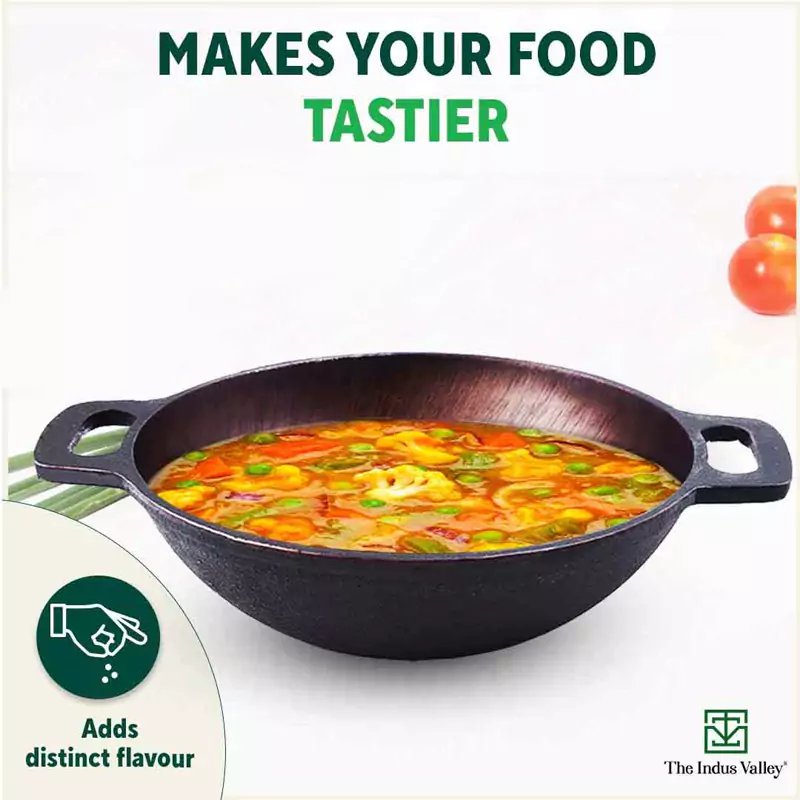 Super Smooth Cast Iron Kadai 2.5L + Free ₹400 TadkaPan,Pre-seasoned, Nonstick, 100% Pure, Toxin-free - Image 9