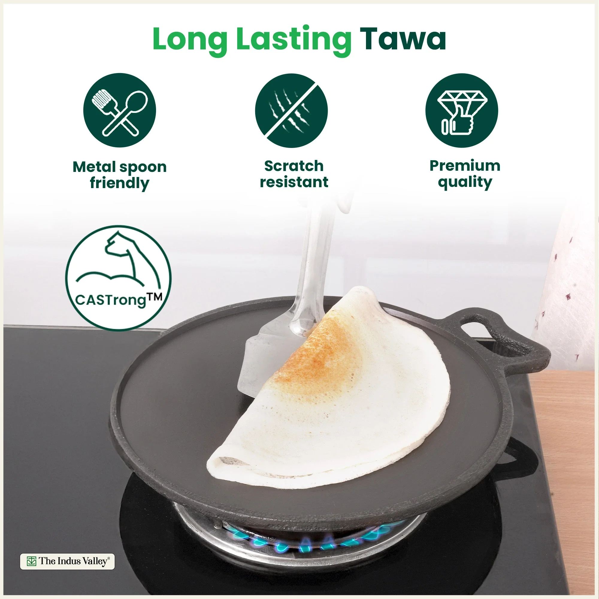 Super Smooth Cast Iron Tawa 27.9cm, Pre-seasoned, 100% Pure, Toxin-free, Induction 2.7 kg - Image 6