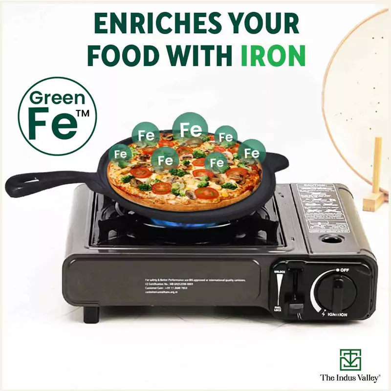 Super Smooth Cast Iron Tawa 25.4cm, Long Handle,Pre-seasoned, Naturally Nonstick, 100% Pure, Toxin-free, Induction, Free  110 Spatula - Image 5