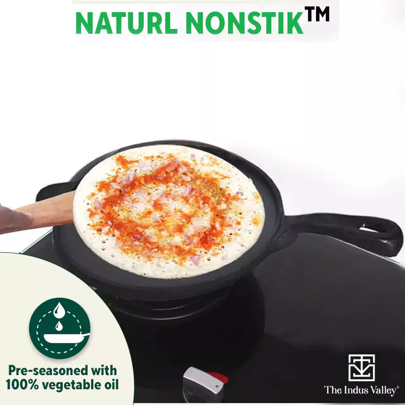 Super Smooth Cast Iron Tawa 25.4cm, Long Handle,Pre-seasoned, Naturally Nonstick, 100% Pure, Toxin-free, Induction, Free  110 Spatula - Image 7