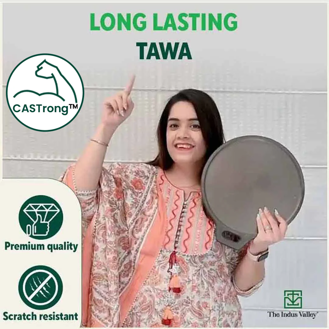 Super Smooth Cast Iron Tawa 30.5cm + Free  110 Spatula, Pre-seasoned, Naturally Nonstick, 100% Pure, Toxin-free 2.3kg - Image 10