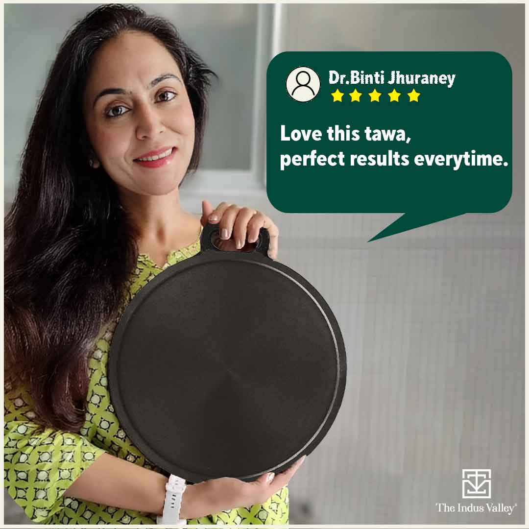 Super Smooth Cast Iron Tawa 30.5cm + Free  110 Spatula, Pre-seasoned, Naturally Nonstick, 100% Pure, Toxin-free 2.3kg - Image 12