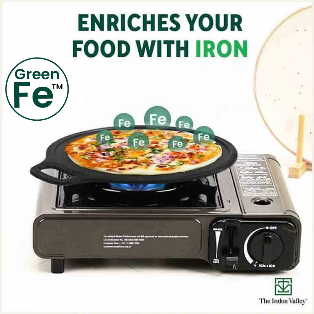 Super Smooth Cast Iron Tawa 30.5cm + Free  110 Spatula, Pre-seasoned, Naturally Nonstick, 100% Pure, Toxin-free 2.3kg - Image 6