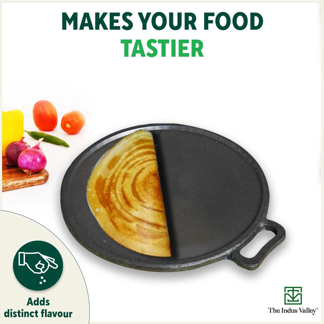 Super Smooth Cast Iron Tawa 30.5cm + Free  110 Spatula, Pre-seasoned, Naturally Nonstick, 100% Pure, Toxin-free 2.3kg - Image 9