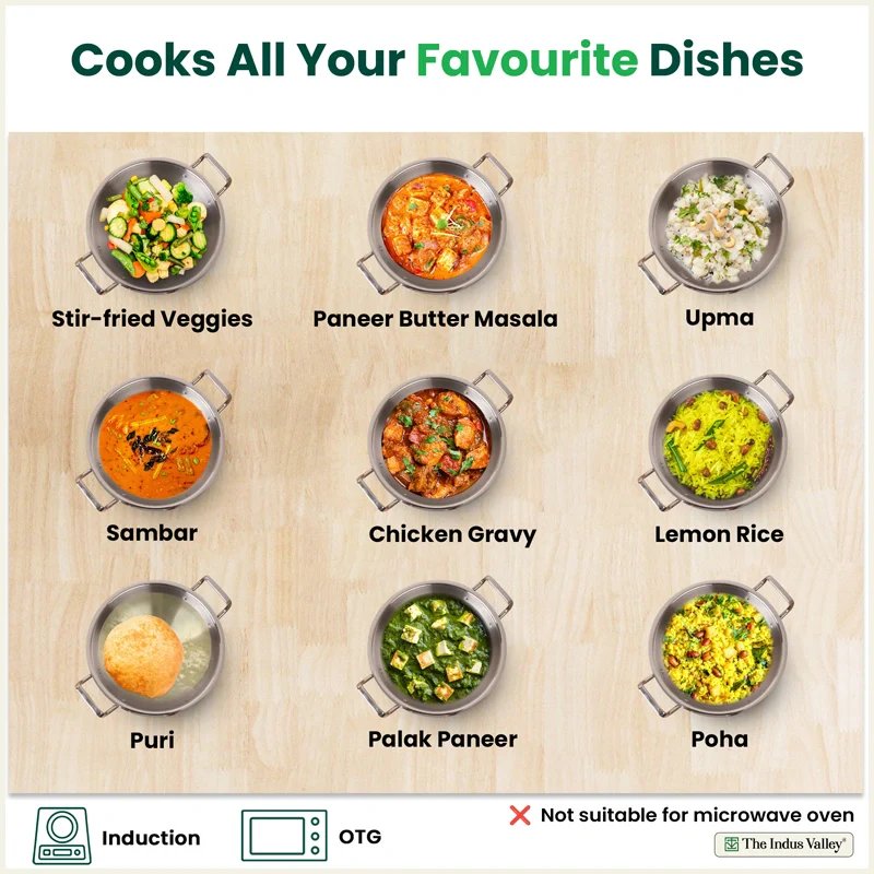 Tri-ply Stainless Steel Deep Kadai with Steel Lid 20cm/22cm/24cm/26cm/28cm, Premium Quality, 3 Layer Thick Body, 100% Toxin-free, Non-stick, Induction & Gas - Image 10