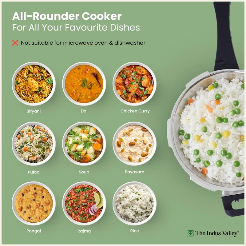 Tri-Ply Stainless Steel Outer Lid Handi Pressure Cooker 5.5L, 100% Food-Safe, 3 Layer Thick Body, Heavy Bottom, 5 Yr Warranty, Induction & Gas - Image 9