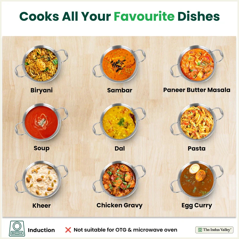 Premium Quality Tri-ply Stainless Steel Short Biryani Pot/Casserole/Stock Pot with Steel Lid 2.5L / 4.0L / 6.5L, 100% Toxin-free, Wide Base, 3 Layer Thick Body, Non-stick, Induction & Gas - Image 9