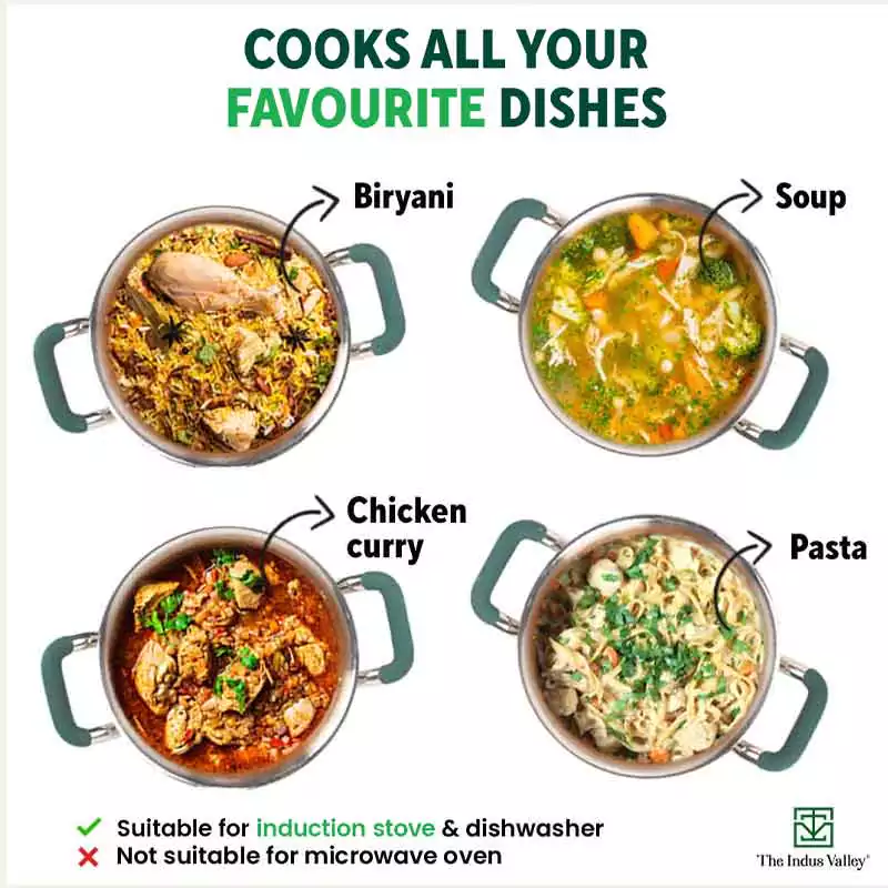 TurboCuk Tri-ply Stainless Steel Casserole/Biryani Cooking Pot 2.9L + Steel Lid, Premium 3 Layer Body, Cool Silicone Handles, Induction, Non-stick - Image 12