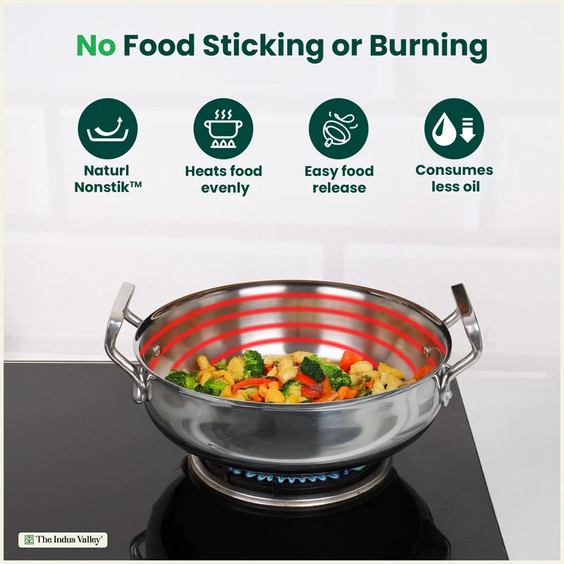 Tri-ply Stainless Steel Uruli with Steel Lid 3L/4.6L, Premium Quality, 3 Layer Thick Body, 100% Toxin-free, Non-stick, Induction & Gas - Image 5