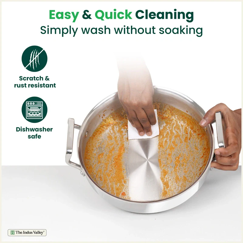 Tri-ply Stainless Steel Uruli with Steel Lid 3L/4.6L, Premium Quality, 3 Layer Thick Body, 100% Toxin-free, Non-stick, Induction & Gas - Image 6