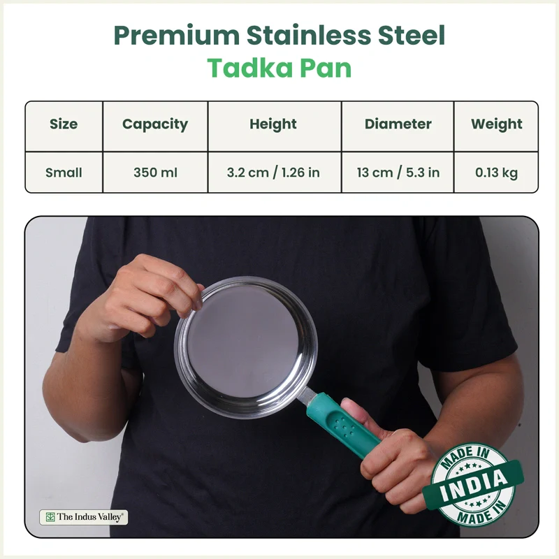 Tri-Steel Stainless Steel Tadka Pan 13 cm, Premium Quality, Tri-ply Bottom, Soft-touch Handle, 100% Toxin-free, Non-stick, Induction & Gas - Image 2