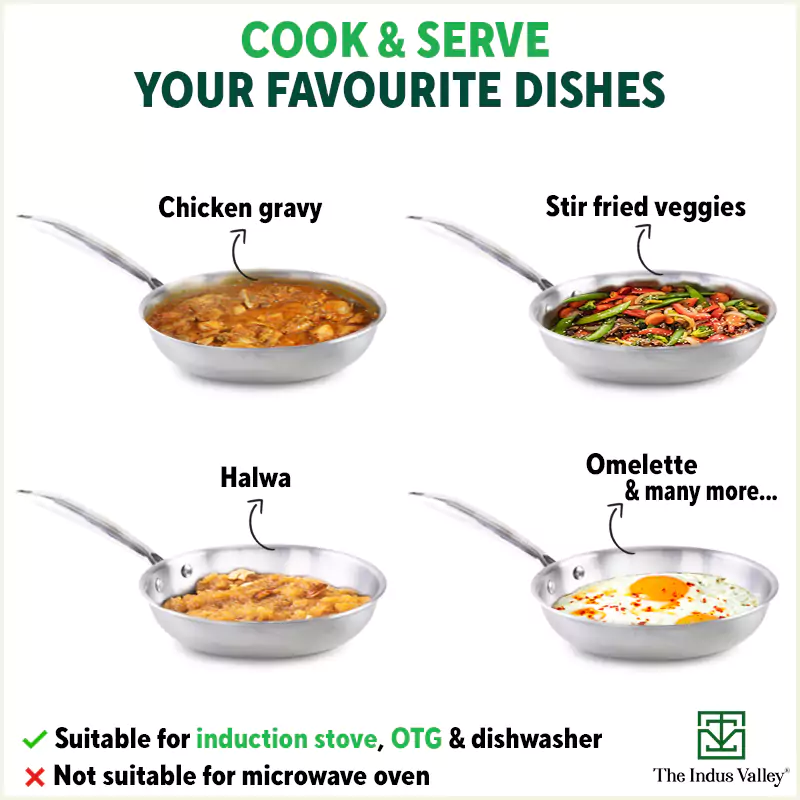 TurboCuk Tri-ply Stainless Steel Fry Pan+ Glass Lid 1.5/1.7/1.9L, Premium Quality, 3 Layer Thick Body, 100% Toxin-free, Non-stick, Induction & Gas - Image 13
