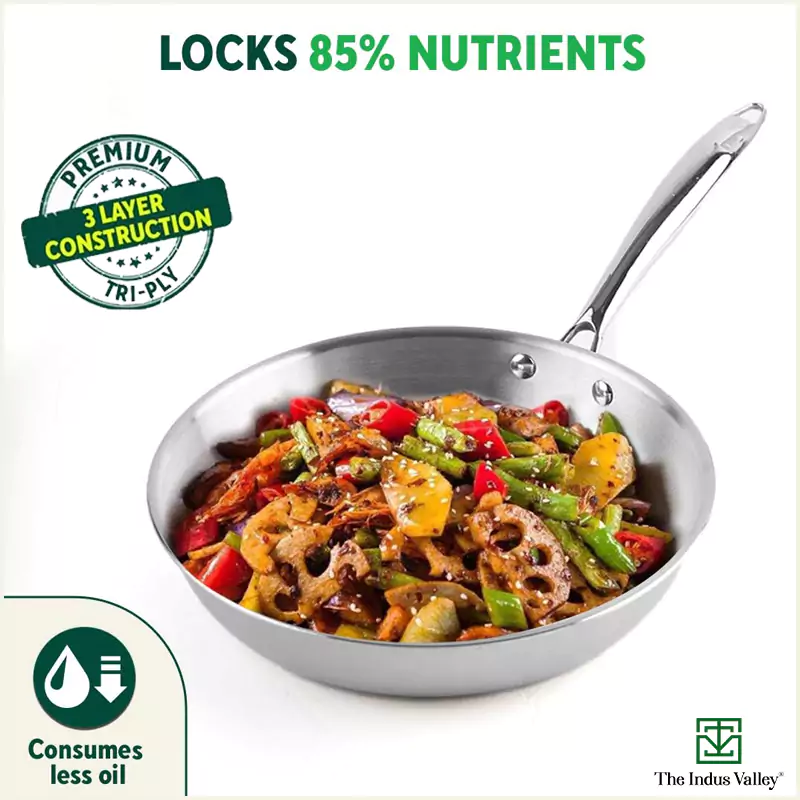 TurboCuk Tri-ply Stainless Steel Fry Pan+ Glass Lid 1.5/1.7/1.9L, Premium Quality, 3 Layer Thick Body, 100% Toxin-free, Non-stick, Induction & Gas - Image 7