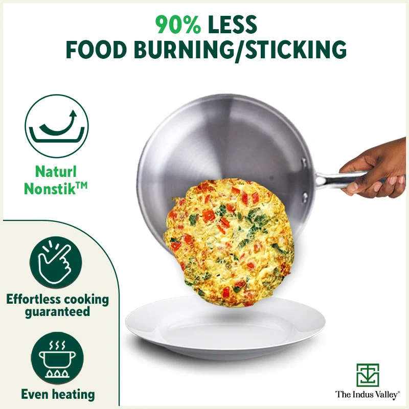 TurboCuk Tri-ply Stainless Steel Fry Pan+ Glass Lid 1.5/1.7/1.9L, Premium Quality, 3 Layer Thick Body, 100% Toxin-free, Non-stick, Induction & Gas - Image 9