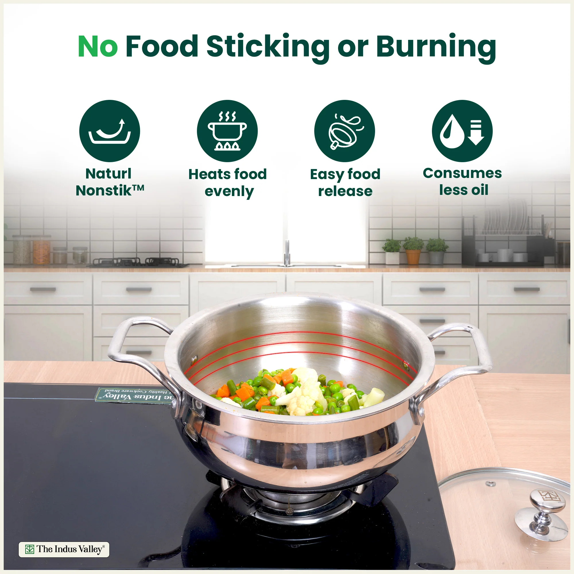 TurboCuk Tri-ply Biryani Cooking Pot/Casserole+ Glass Lid 2L, Wide Handi Shape, Premium Quality, 3 Layer Thick Body, 100% Toxin-free, Non-stick, Induction & Gas - Image 4
