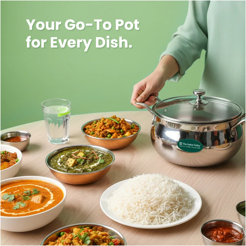 TurboCuk Tri-ply Stainless Steel Handi Casserole/ Biryani Cooking Pot+ Glass Lid 4L, Premium Quality, 3 Layer Thick Body, 100% Toxin-free, Non-stick, Induction & Gas - Image 10