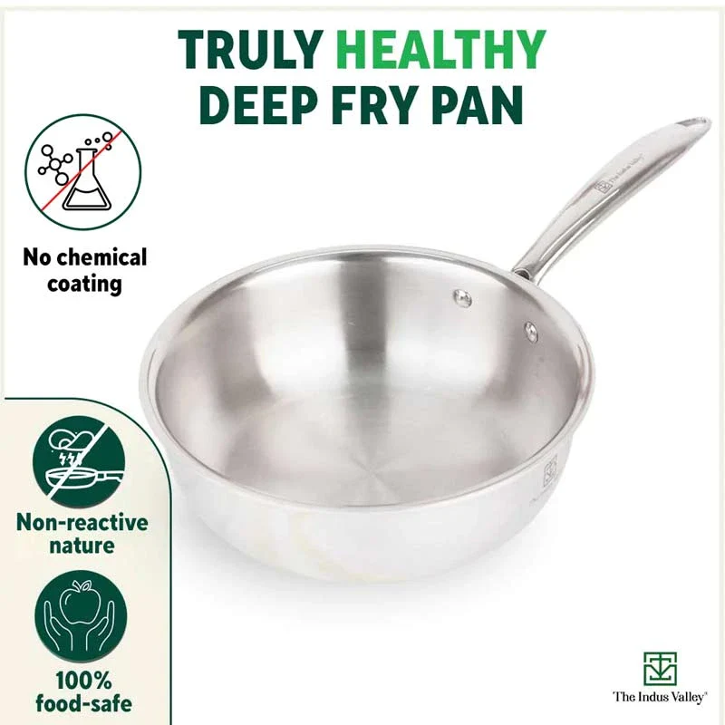 TurboCuk Tri-ply Stainless Steel Deep Fry Pan 1.6L, Premium Quality, 3 Layer Thick Body, 100% Toxin-free, Non-stick, Induction & Gas - Image 4