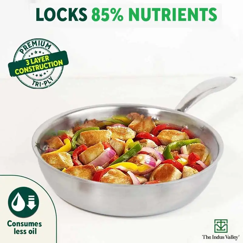 TurboCuk Tri-ply Stainless Steel Deep Fry Pan 1.6L, Premium Quality, 3 Layer Thick Body, 100% Toxin-free, Non-stick, Induction & Gas - Image 6