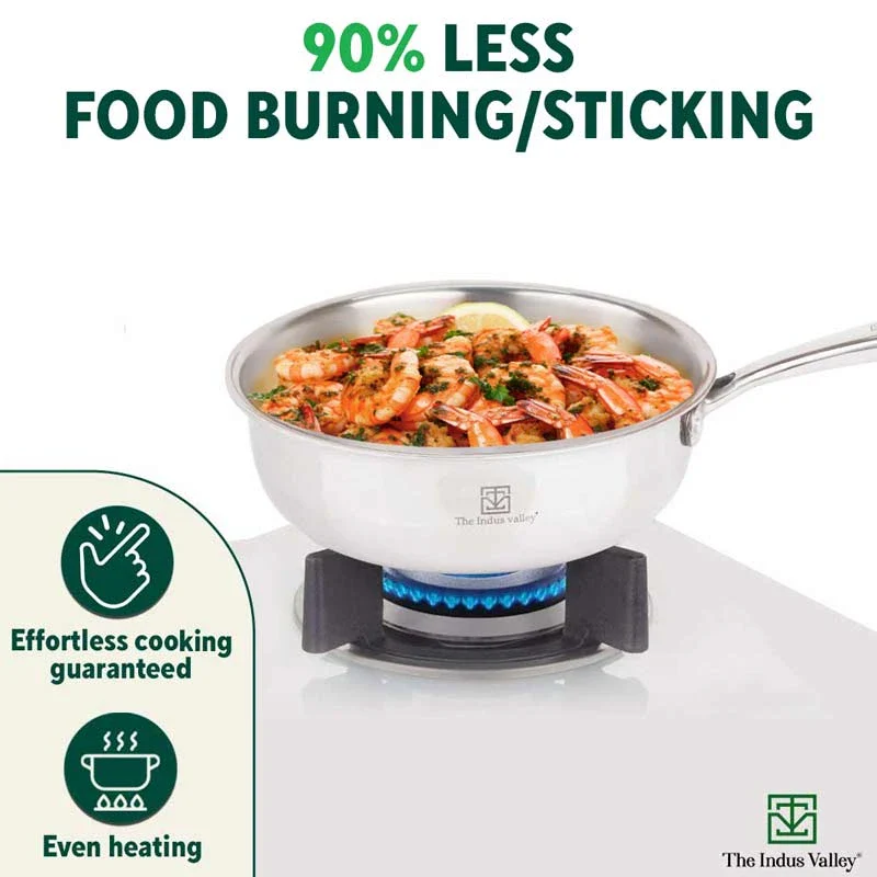 TurboCuk Tri-ply Stainless Steel Deep Fry Pan 1.6L, Premium Quality, 3 Layer Thick Body, 100% Toxin-free, Non-stick, Induction & Gas - Image 8