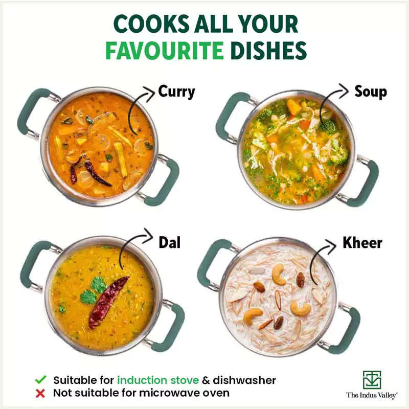 TurboCuk Tri-ply Stainless Steel Casserole/Biryani Cooking Pot 1.4L, Premium Quality, 3 Layer Thick Body, Cool Silicone Handles, 100% Toxin-free, Non-stick, Induction & Gas - Image 12