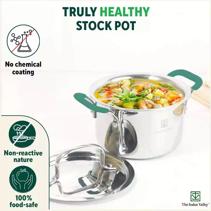 TurboCuk Tri-ply Stainless Steel Casserole/Biryani Cooking Pot 1.4L, Premium Quality, 3 Layer Thick Body, Cool Silicone Handles, 100% Toxin-free, Non-stick, Induction & Gas - Image 4