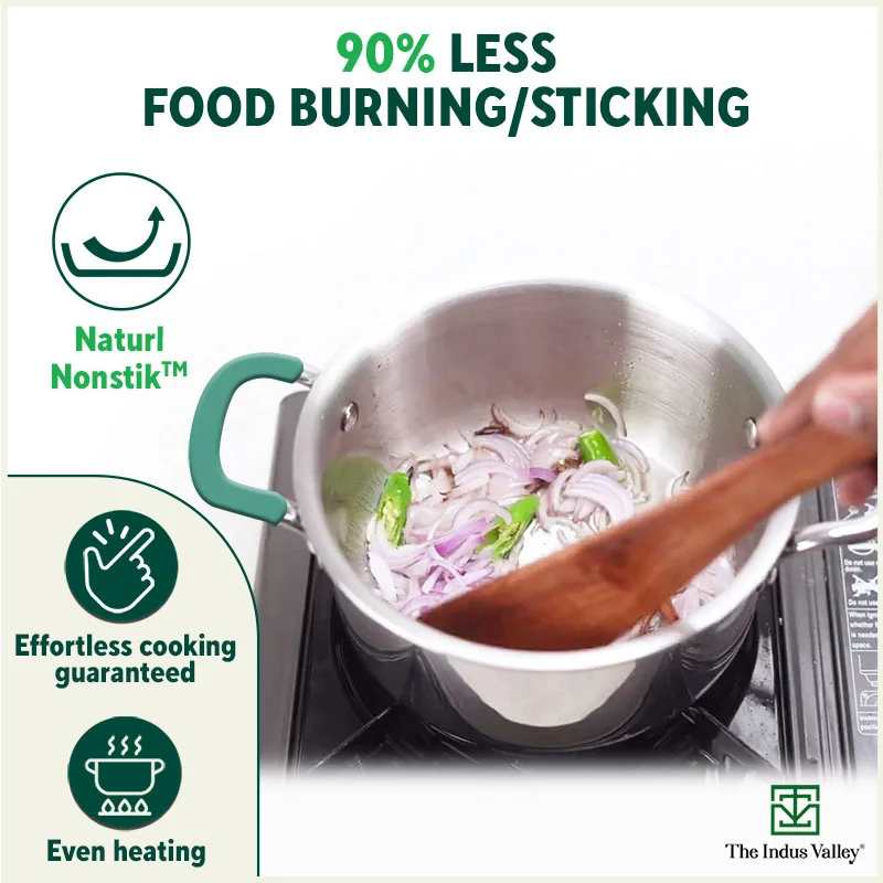 TurboCuk Tri-ply Stainless Steel Casserole/Biryani Cooking Pot 1.4L, Premium Quality, 3 Layer Thick Body, Cool Silicone Handles, 100% Toxin-free, Non-stick, Induction & Gas - Image 8