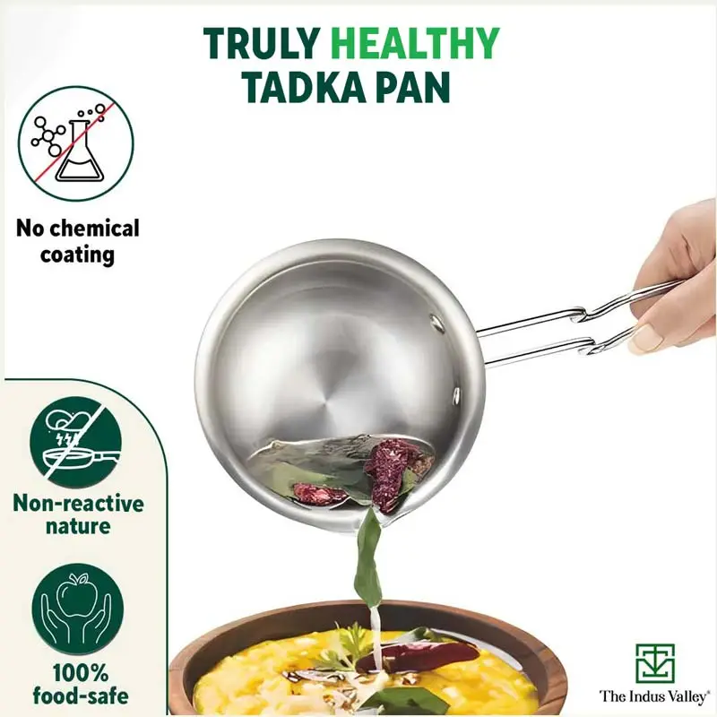 TurboCuk Triply Stainless Steel Tadka Pan 300ml for Spice Seasoning/Heating, Premium Quality, 3 Layer Thick Body, 100% Toxin-free, Non-stick, Induction & Gas - Image 3