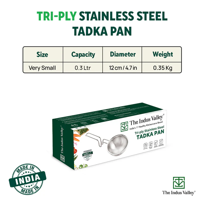 TurboCuk Triply Stainless Steel Tadka Pan 300ml for Spice Seasoning/Heating, Premium Quality, 3 Layer Thick Body, 100% Toxin-free, Non-stick, Induction & Gas - Image 4