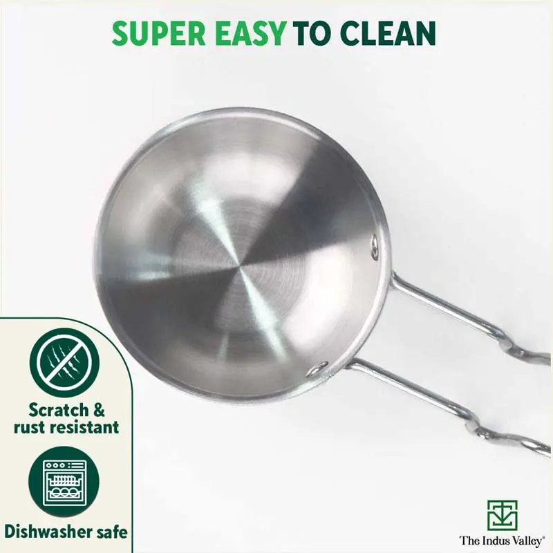 TurboCuk Triply Stainless Steel Tadka Pan 300ml for Spice Seasoning/Heating, Premium Quality, 3 Layer Thick Body, 100% Toxin-free, Non-stick, Induction & Gas - Image 9