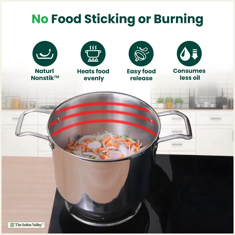 6L TurboCuk Tri-ply Stainless Steel Tall Biryani Pot/Casserole+ Glass Lid, Premium Quality, 3 Layer Thick Body, 100% Toxin-free, Non-stick, Induction & Gas - Image 4