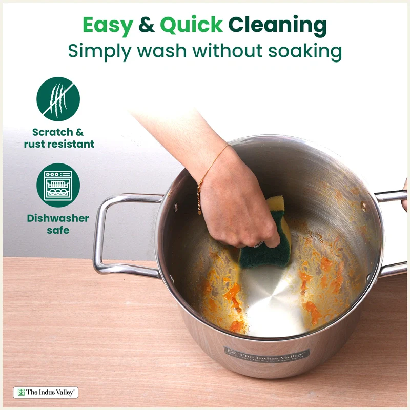 6L TurboCuk Tri-ply Stainless Steel Tall Biryani Pot/Casserole+ Glass Lid, Premium Quality, 3 Layer Thick Body, 100% Toxin-free, Non-stick, Induction & Gas - Image 6