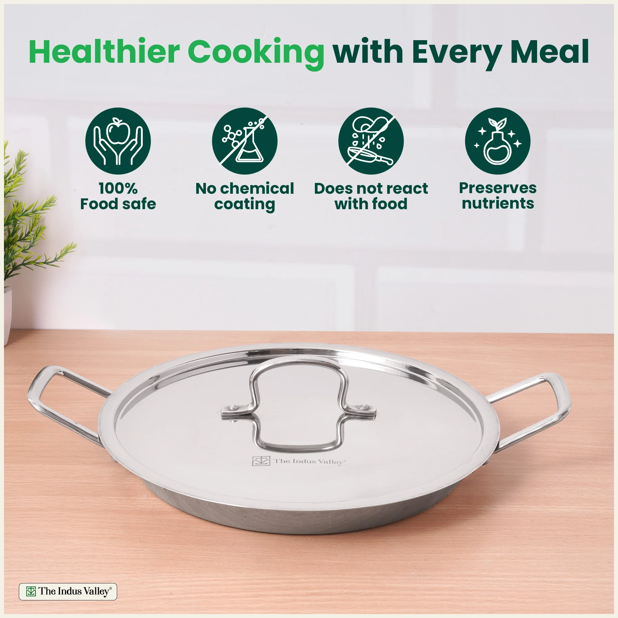 TurboCuk Tri-ply Stainless Steel Jalebi Pan 30cm, 1.5L | No Sticking, No Burning | With Steel Lid | Fast Heating, Healthy Cooking | Induction Safe - Image 3